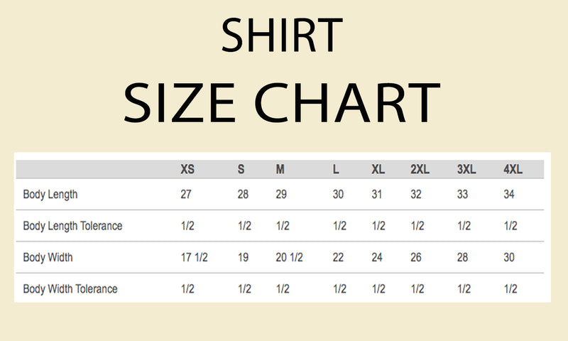 Maktoob Shirt Size Chart. Unisex
